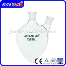 JOAN LAB Borosilicate Glass Pear Shaped Flasks, Two Necks With Side Neck Angled